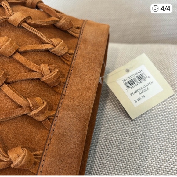 Fossil Tan Knotted Fringe Clutch